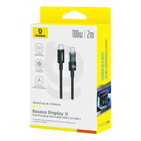 Thumbnail for Baseus Display 2 Fast Charging Data Cable USB-C to USB-C 100W 2M - Black