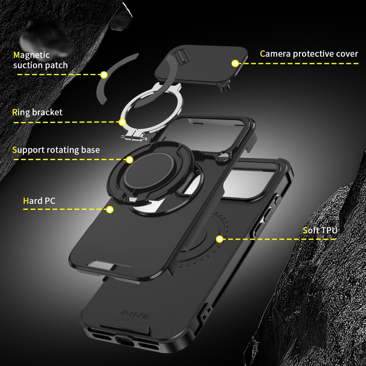 Blacktech Magnetic TitanRing Armor Case for Samsung Galaxy S26 Ultra - Black