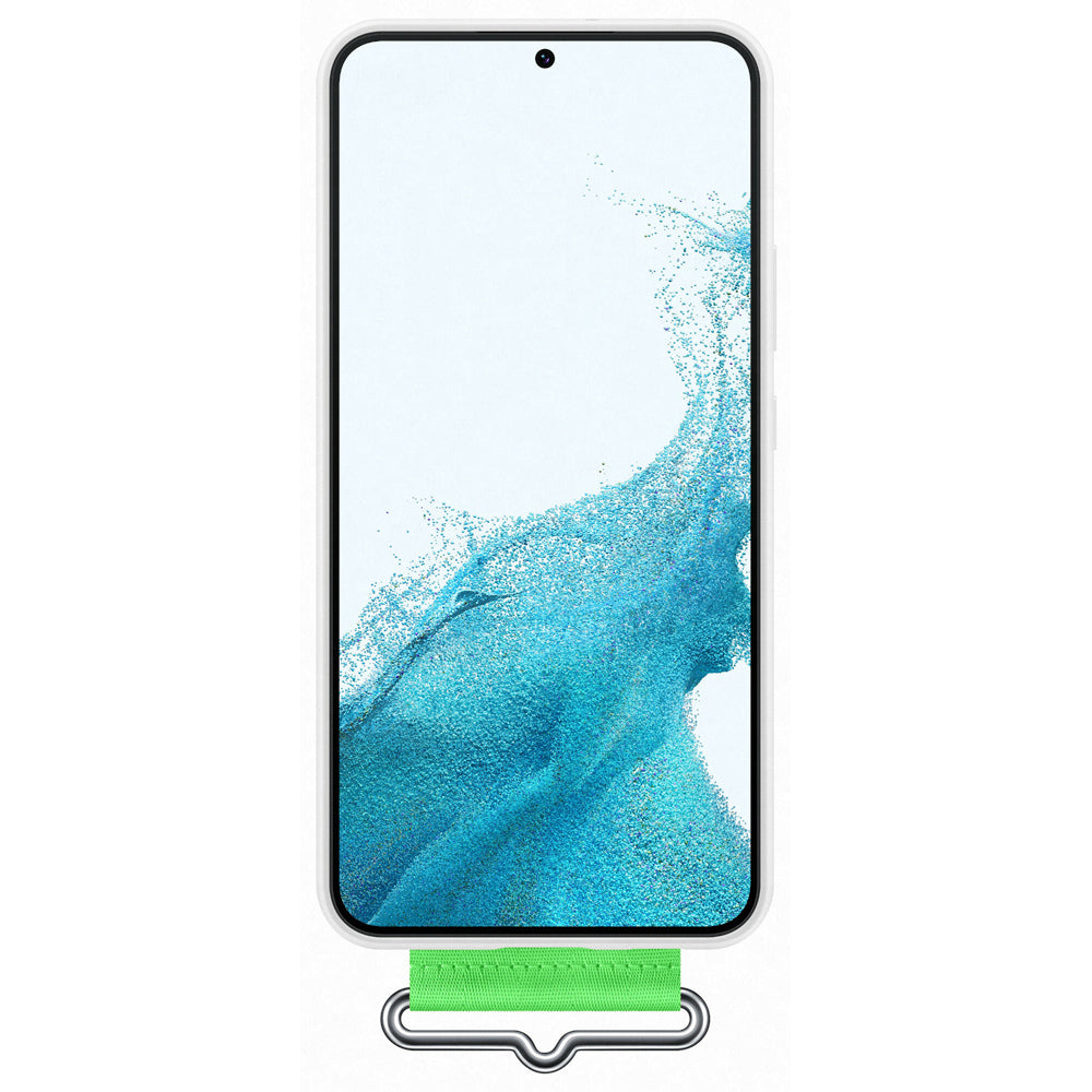 Samsung Silicone Cover with Strap for Galaxy S22 - White