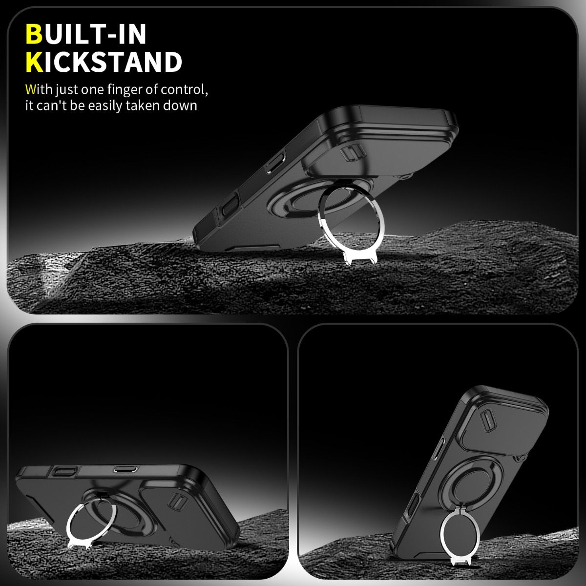 Blacktech Magnetic TitanRing Armor Case for Samsung Galaxy S26 Ultra - Black