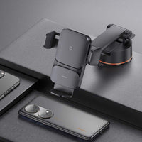 Thumbnail for Baseus Wisdom Induction Charger Car Phone Holder On The Dashboard  - Black