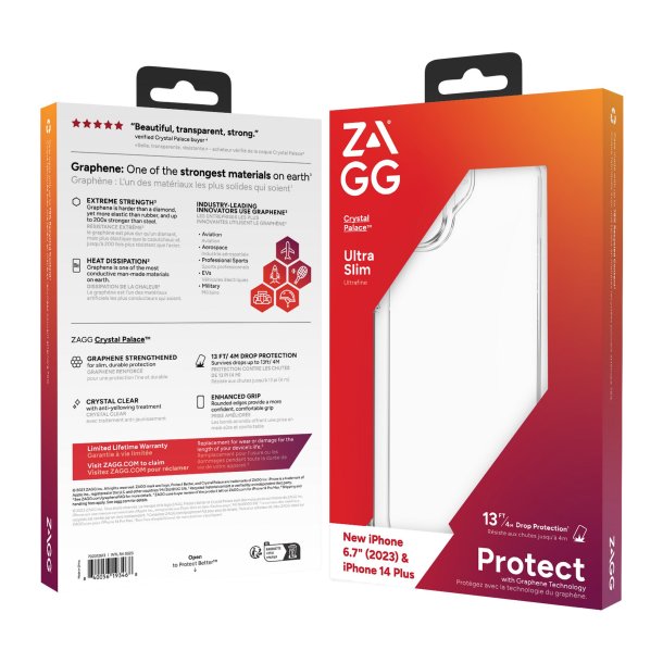 Zagg Crystal Palace case for iPhone15 Plus/14 Plus - Clear