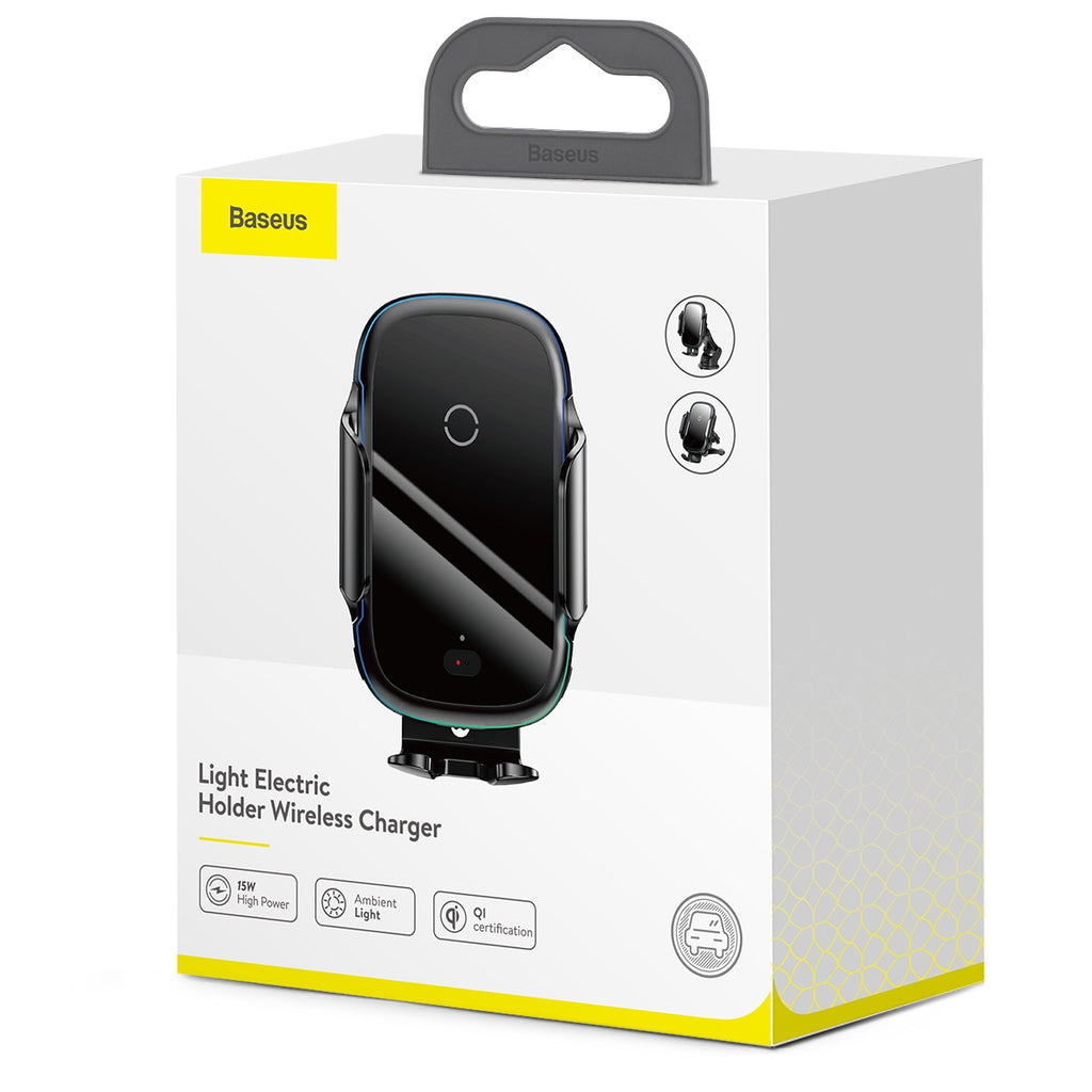 Baseus 15W Wireless Fast Charger Air Vent & Suction Car Mount with Sensor Clamp