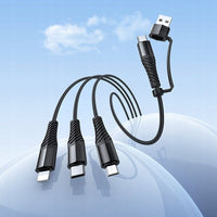 Thumbnail for Hoco X123 Victory 3-in-1 charging cable(USB/C to iPhone+C+Micro)