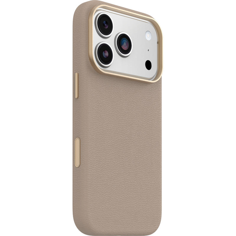 OtterBox Symmetry Cactus Leather MagSafe Case for Apple iPhone 17 Pro - Grey Comfort (Beige)