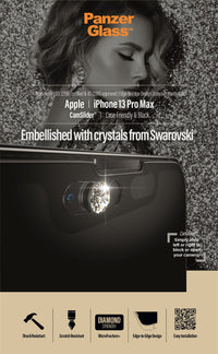 Thumbnail for Panzer Glass CamSlider Embellished with Swarovski Crystal for iPhone 13 Pro Max - Black