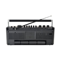 Laser Retro Cassette Boombox with AM FM Radio - Black