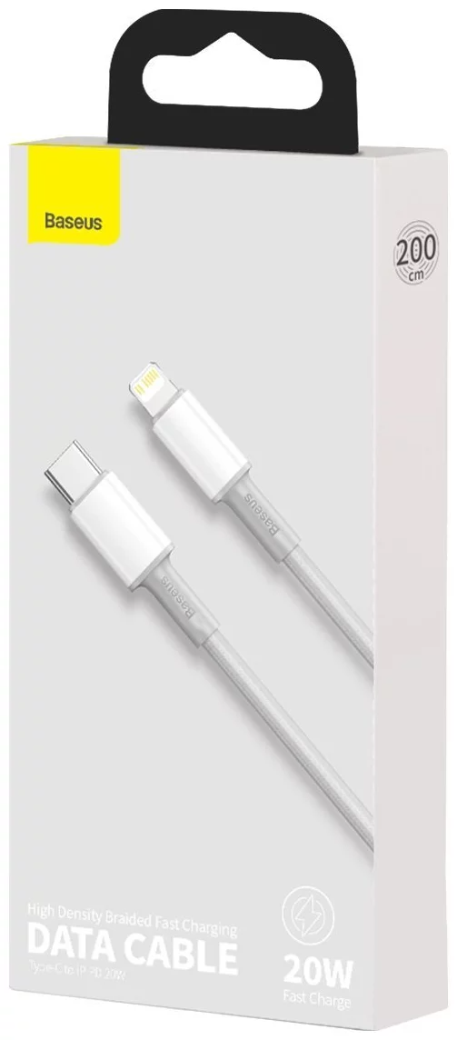 Baseus High Density Braided  USB-C to Lightning 20W Fast Charging Cable Cord 2M - White