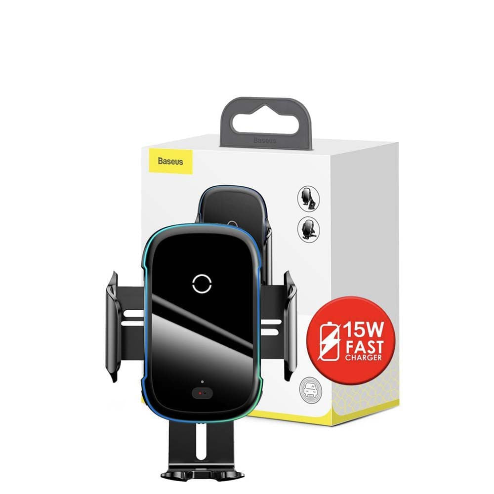 Baseus 15W Wireless Fast Charger Air Vent & Suction Car Mount with Sensor Clamp