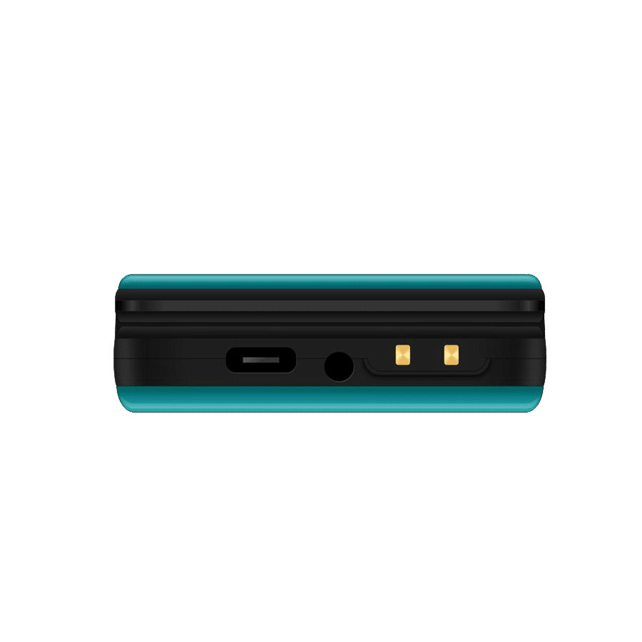 OPEN BOX: Aspera F46+ (F46 Plus) Seniors 4G BIG button FLIP mobile phone with CRADLE- Black / Green