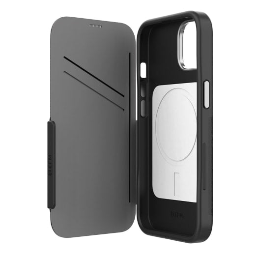 EFM Monaco Case Armour with ELeather and D3O 5G Signal Plus Technology For iPhone 13 (6.1")/iPhone 14 (6.1") - Black / Space Grey