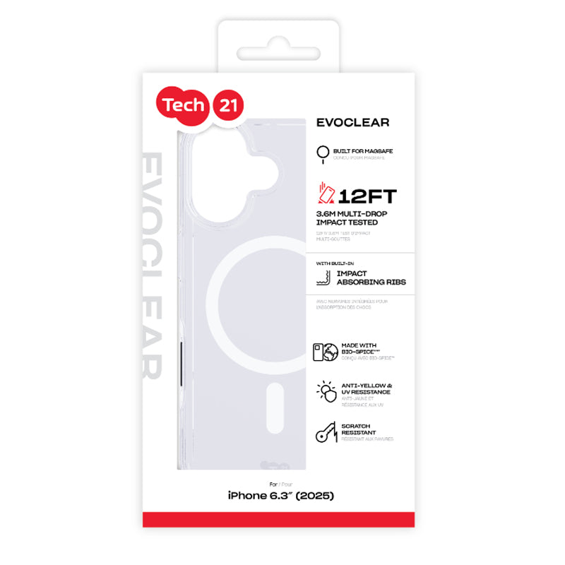 Tech21 EvoClear MagSafe Case for iPhone 17 - Clear