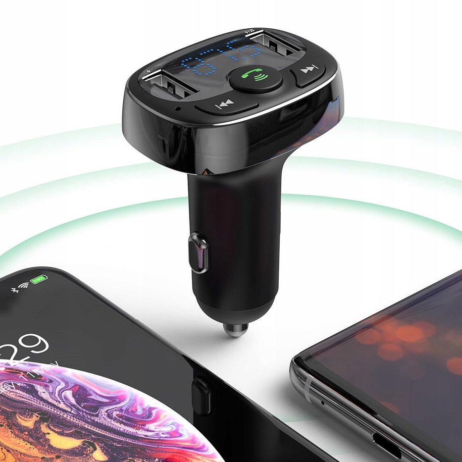 Baseus Car Bluetooth MP3 FM Transmitter Charger ( Micro SD+ DUAL USB charging) - Black