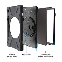 Thumbnail for Samsung (Strike) Rugged Case with Hand Strap and Lanyard for Galaxy Tab S10 Lite/S10 FE/S9 FE/S9/S8/S7 - Black