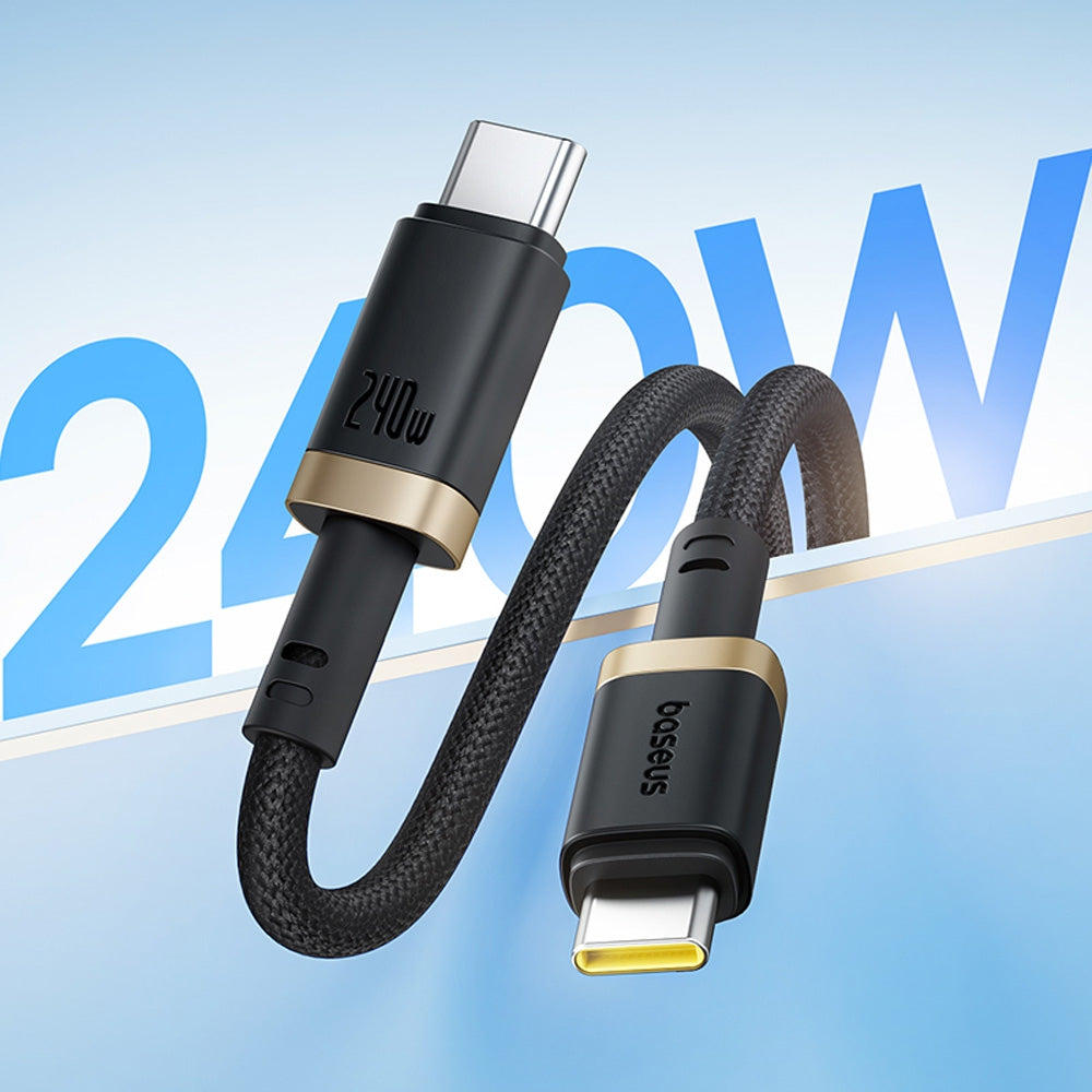 Baseus Dura Fast Charging Data Cable USB-C to USB-C 240W 1M for 15 / 16 / 17 Series - Gold Black