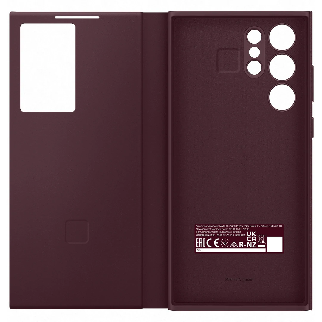 Samsung Clear View Cover for Galaxy S22 Ultra - Burgundy