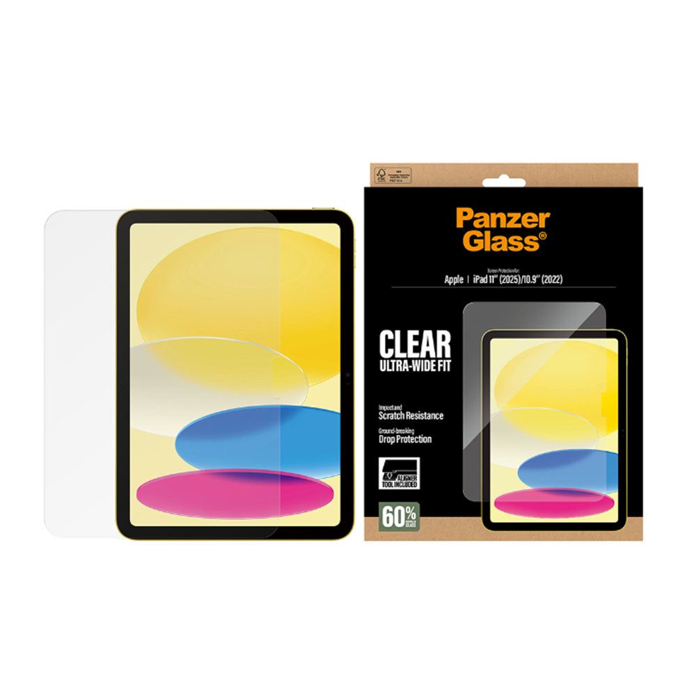 PanzerGlass Ultra-Wide Fit Screen Protector for iPad 11" Gen 6/iPad 10.9" with Fastfit tool