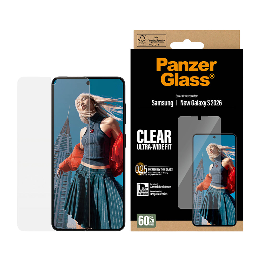 PanzerGlass UltraWide Fit EasyAligner Screen Protector for Samsung Galaxy S26 - Clear