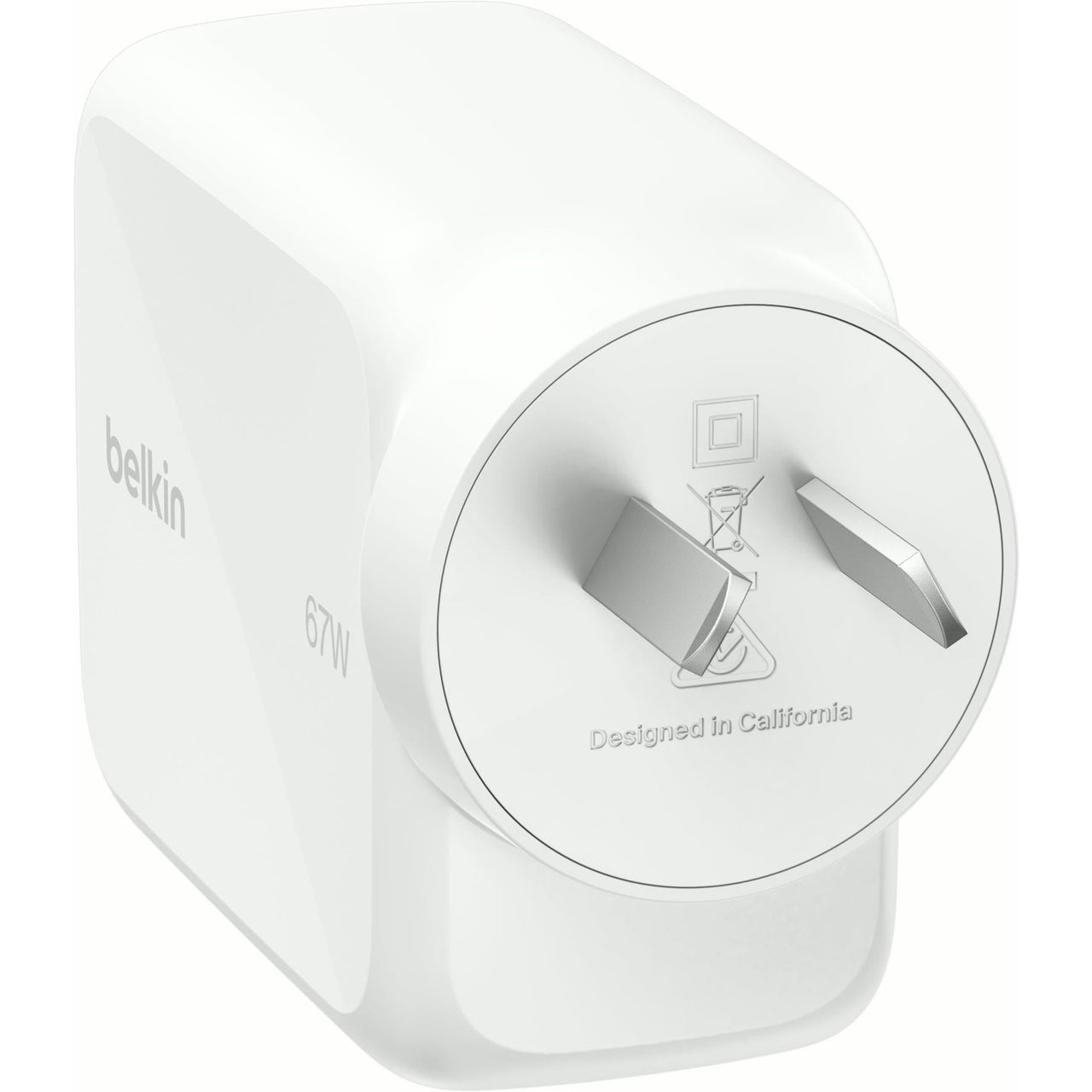 Belkin BoostCharge Pro Retractable GaN Wall Charger 67W - White