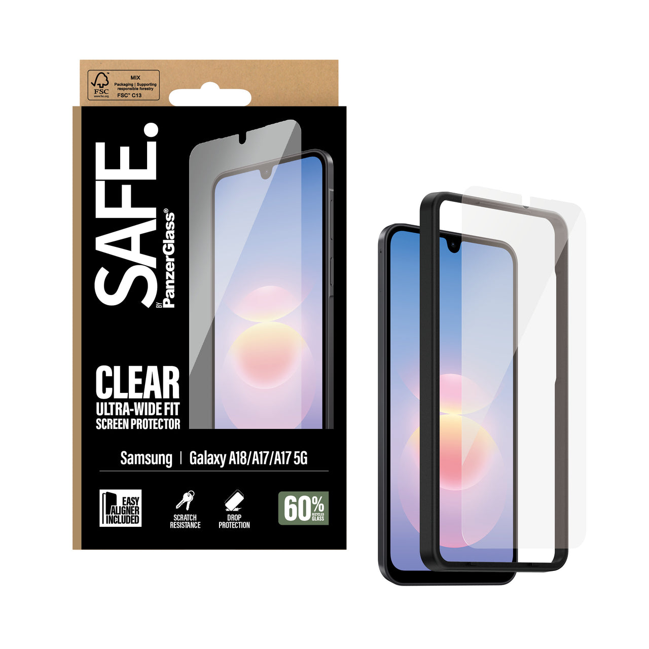 Safe by PanzerGlass UWF Screen Protector with EasyAligner for Samsung Galaxy A18 - Clear