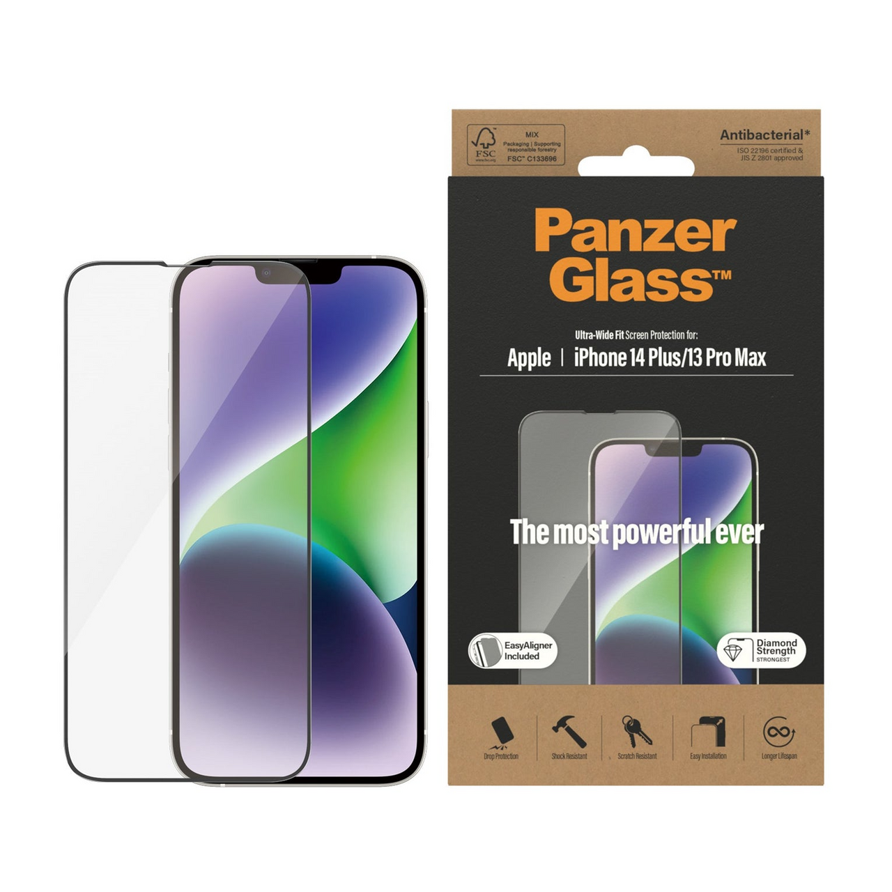 PanzerGlass Screen Protector Apple iPhone 14 Plus 13 Pro Max Ultra-Wide Fit w. EasyAligner