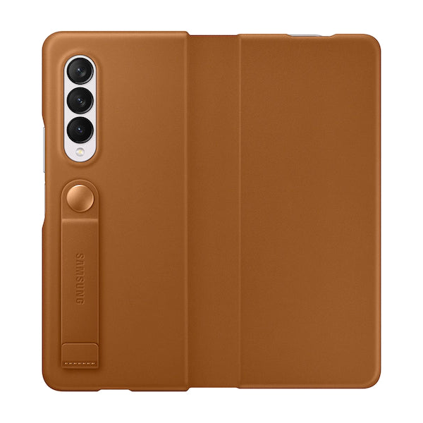 Samsung Leather Flip Cover for Galaxy Fold3 - Camel Brown