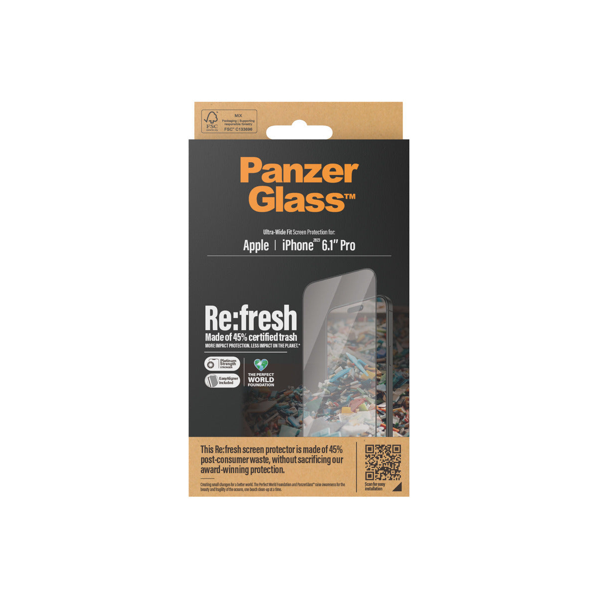 PanzerGlass Refresh Ultra Wide Fit Screen Protector with EasyAligner for iPhone 15 Pro - Clear