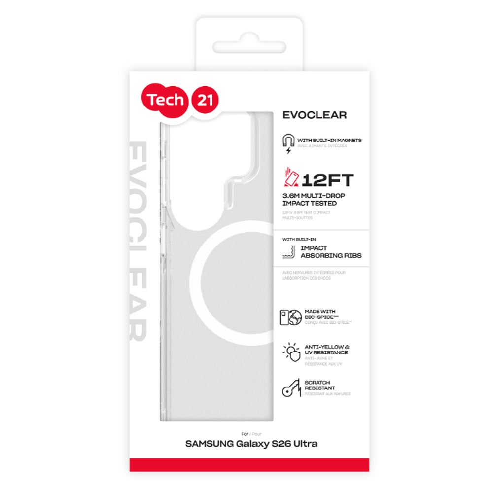 Tech21 EvoClear Case with Magnet for Samsung Galaxy S26 - Clear