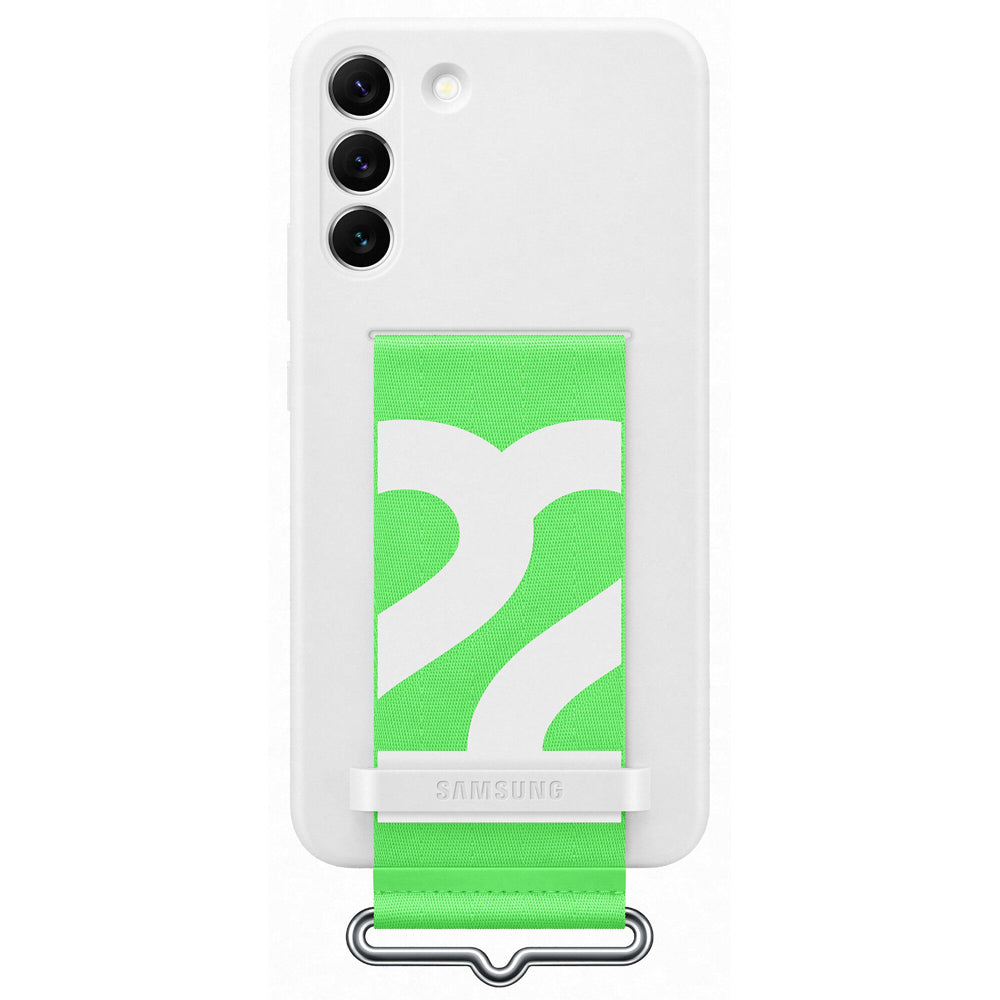 Samsung Silicone Cover with Strap for Galaxy S22 - White