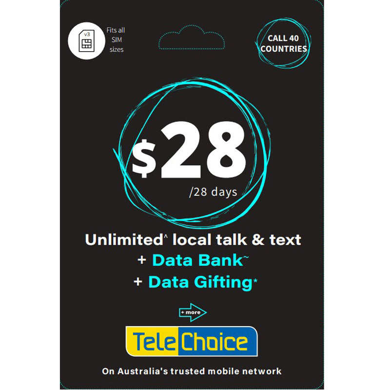 Telechoice $28 Prepaid SIM Plan - 28GB/ 28 Days
