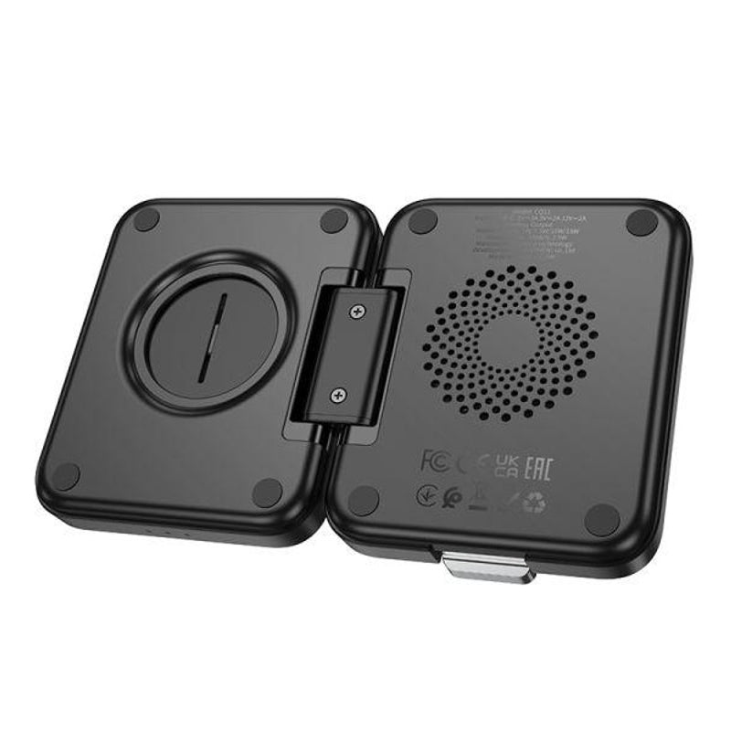 Hoco CQ11 15W 3 in 1 Folding Magnetic Wireless Fast Charger - Black