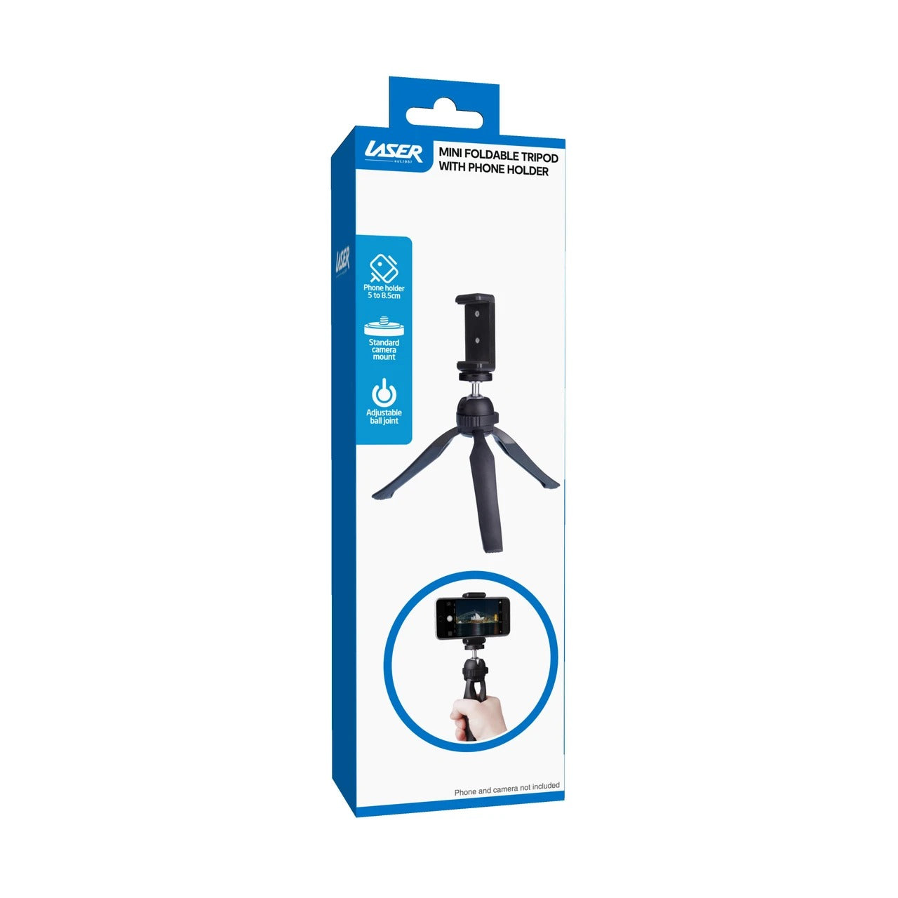 Laser Mini Tripod with Phone Adapter - Black