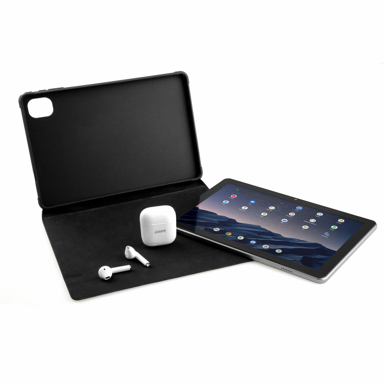 Laser 10 inch 4G Tablet + Earbuds  and Case, Android 13, HD IPS