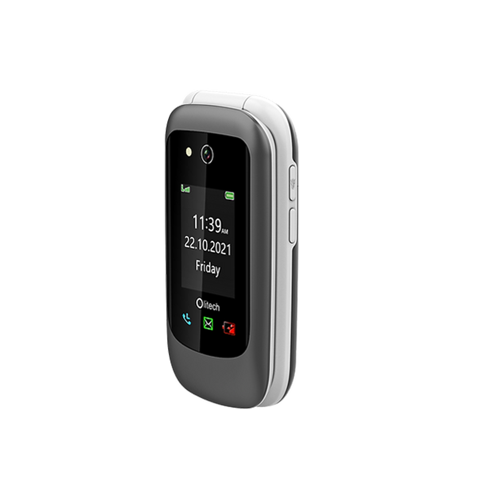 Open Box Olitech Easy Flip2 4G Seniors Phone Big Buttons GPS Location - Black/White
