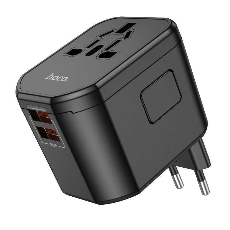 Hoco Ac31 Pd 25w 2 X Type-c And Usb-a 3-ports Global Universal Travel Charger- Black