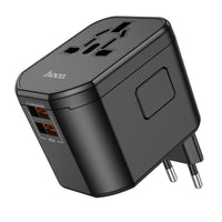 Thumbnail for Hoco Ac31 Pd 25w 2 X Type-c And Usb-a 3-ports Global Universal Travel Charger- Black