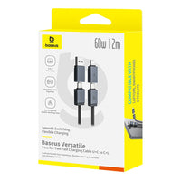 Thumbnail for Baseus Versatile Two-for-Two Fast Charging Cable U+C to C+L 60W 2M for 15 / 16 / 17 Series