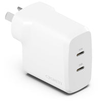 Thumbnail for Cygnett PowerPlus 35W Dual Port USB-C Wall Charger - White