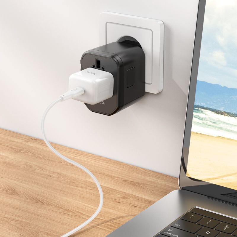 Hoco Ac31 Pd 25w 2 X Type-c And Usb-a 3-ports Global Universal Travel Charger- Black