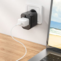 Thumbnail for Hoco Ac31 Pd 25w 2 X Type-c And Usb-a 3-ports Global Universal Travel Charger- Black