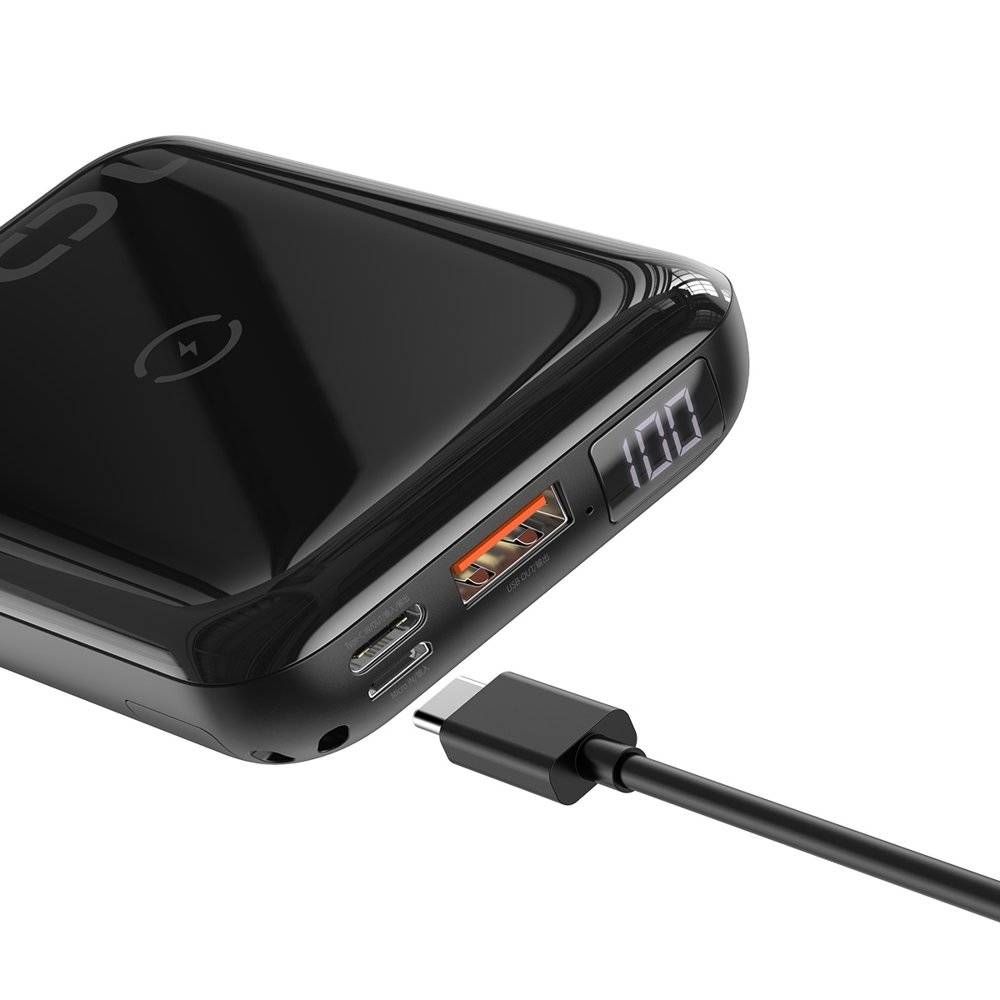 Baseus MINI lightweight FAST Wireless Qi Charger Power bank 10000mAh with Lanyard - Black