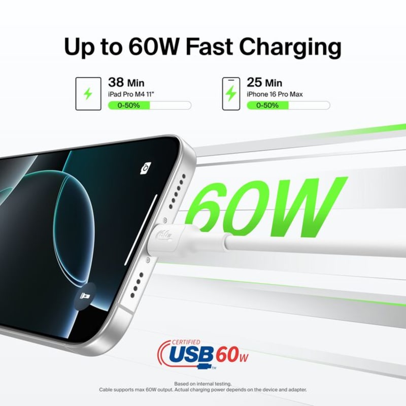 Belkin Boost Charge USB-C to C 60W Cable - 1m Universally compatible - White