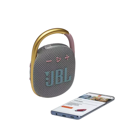 JBL Clip 4 Ultra-portable Waterproof Speaker - Grey/ Pink