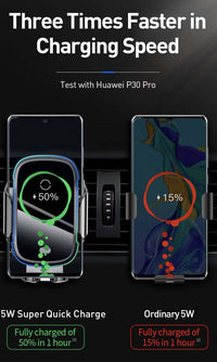 Thumbnail for Baseus 15W Wireless Fast Charger Air Vent & Suction Car Mount with Sensor Clamp