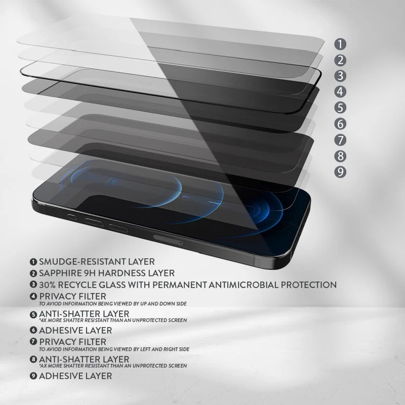 EFM Privacy Glass Screen Armour For iPhone 15 Pro - Black Transparent