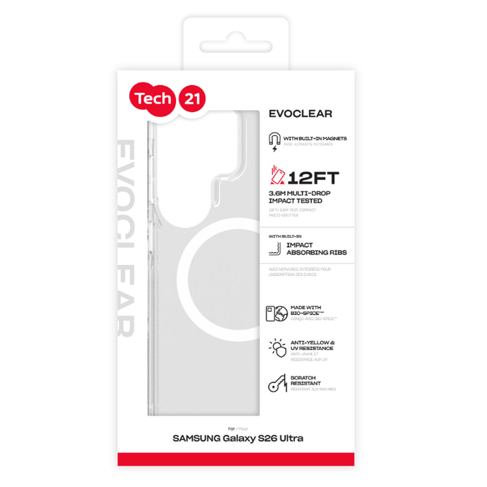 Tech21 EvoClear Case with Magnet for Samsung Galaxy S26 Ultra - Clear