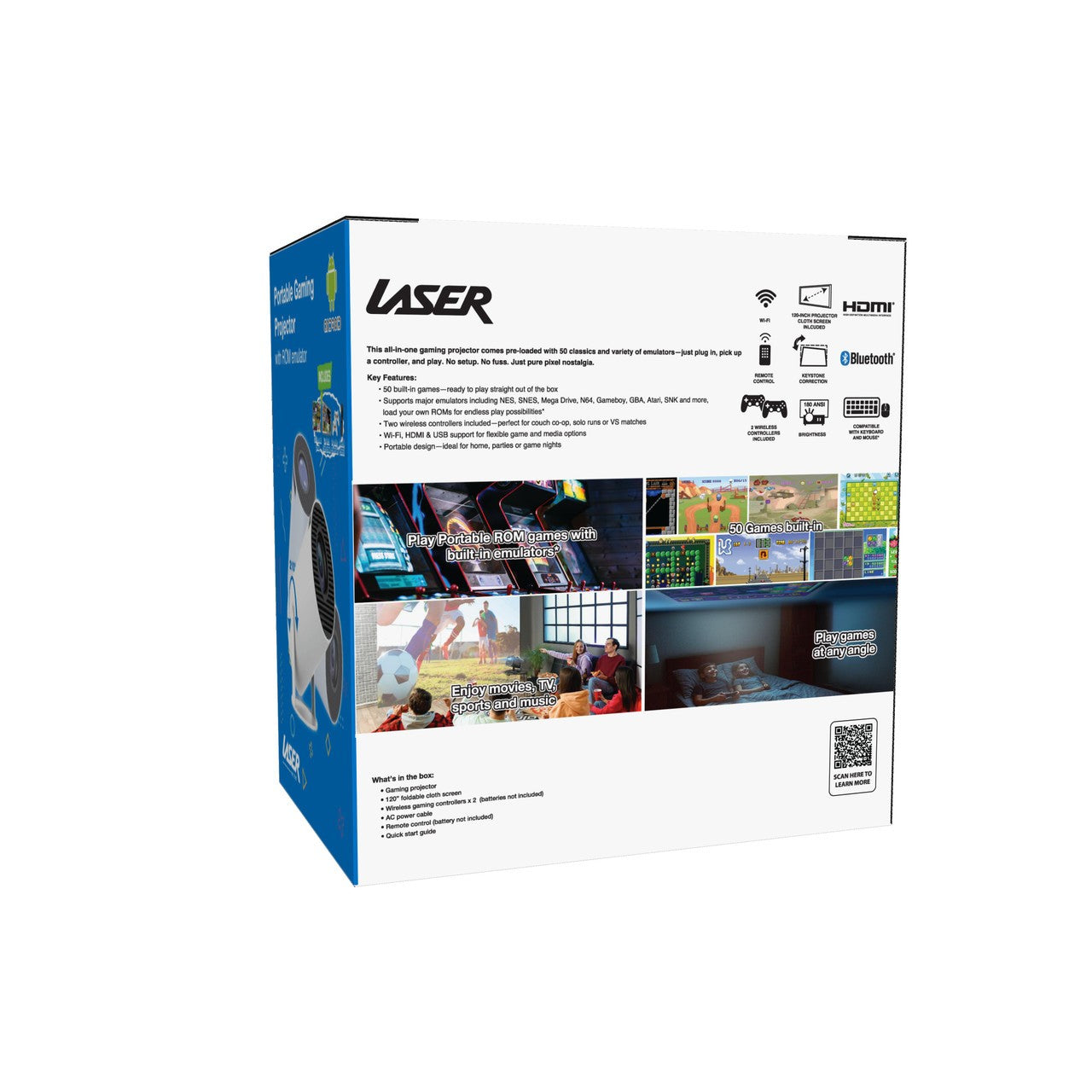 Laser Smart Projector 50 Games Two Controllers - White