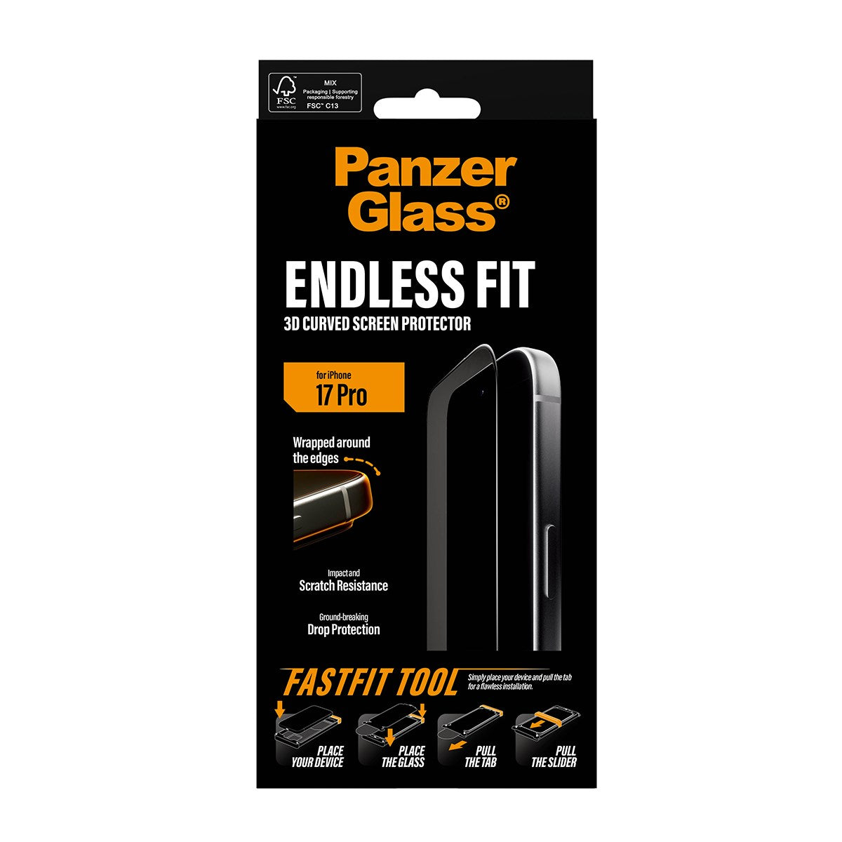 PanzerGlass 3D Curve Screen Protector for iPhone 17 Pro - Clear