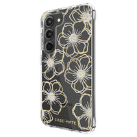 Thumbnail for Case-Mate Floral Gems Antimicrobial Case for Samsung Galaxy S23 - Clear/ Gold