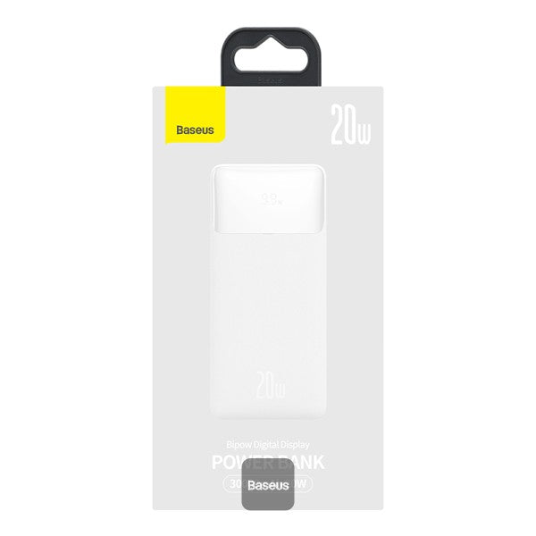 Baseus 20W 30000mAh Bipow Digital Display Power bank - White